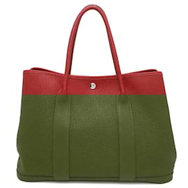 Hermès-Sac Tote PM Hermes Garden en Rouge Casaque-Rouge