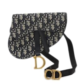 Christian Dior-Dior Oblique Saddle Waist Bag-Beige,Navy blue