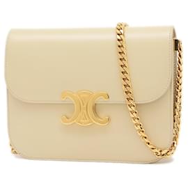 Céline-Celine Classic Triomphe Chain Shoulder Bag-Cream