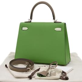 Hermès-Hermes Kelly 25 Handbag-Taupe,Light green