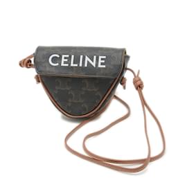 Céline-Celine Triomphe Triangle Mini Shoulder Pouch-Black