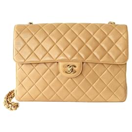 Chanel-Chanel Single Flap Bag Beige-Beige
