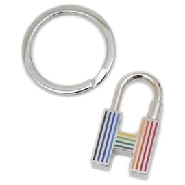 Hermès-Hermes Quiz Rainbow Padlock Charm Keychain-Silvery