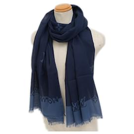 Louis Vuitton-Louis Vuitton Graphic Dual Navy Shawl-Blue,Navy blue