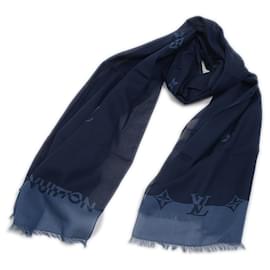 Louis Vuitton-Louis Vuitton Graphic Dual Navy Shawl-Blue,Navy blue
