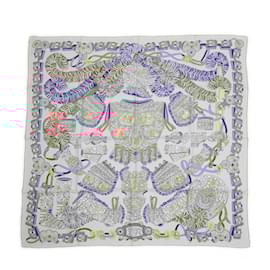 Hermès-Hermes Carré 90 Scarf Mars Sous l'Egide de Rose Nacré-Red,Blue