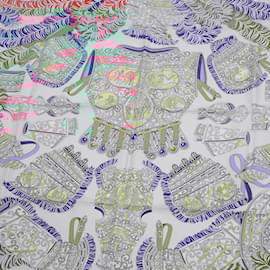 Hermès-Hermes Carré 90 Scarf Mars Sous l'Egide de Rose Nacré-Red,Blue