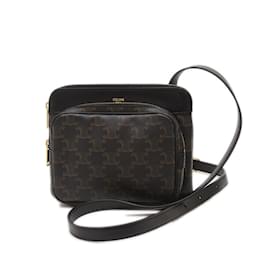 Céline-Celine Triomphe Shoulder Bag in Black-Black
