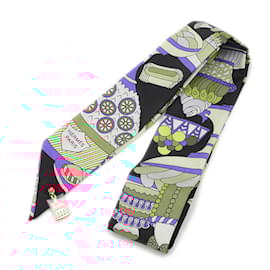 Hermès-Foulard Hermes Twilly Patisserie Francaise-Noir,Blanc,Bleu,Multicolore