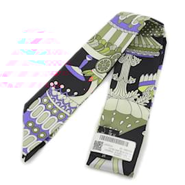 Hermès-Foulard Hermes Twilly Patisserie Francaise-Noir,Blanc,Bleu,Multicolore
