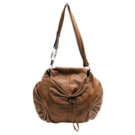 Yves Saint Laurent-VINTAGE YVES SAINT LAURENT MAMOUNIA 121629 BROWN LEATHER HAND BAG-Brown