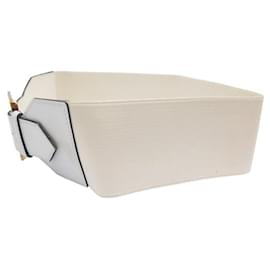 Yves Saint Laurent-VINTAGE CEINTURE LARGE YVES SAINT LAURENT BOUCLE LOGO YSL T82 BUCKLE BELT-Blanc