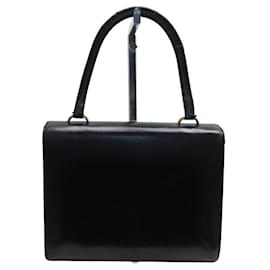 Hermès-VINTAGE SAC A MAIN HERMES VASCO CORDELIERE NOEUD EN CUIR BOX NOIR LEATHER PURSE-Noir
