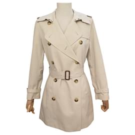 Burberry-BURBERRY LONG MID TRENCH COAT SIZE 40 IN BEIGE COTTON RAIN COAT-Beige