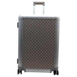 Gucci-GUCCI TROLLEY SUITCASE 801874 PORTER MM GG SUPREME ALUMINUM LUGGAGE-Beige