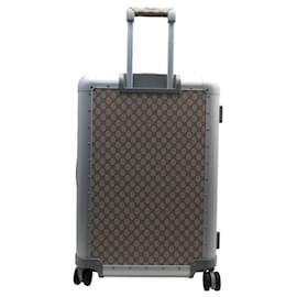 Gucci-GUCCI TROLLEY SUITCASE 801874 PORTER MM GG SUPREME ALUMINUM LUGGAGE-Beige
