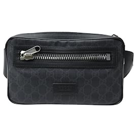 Gucci-GUCCI BELT BAG 474293 SUPREME GG BLACK CANVAS FANNY PACK-Black
