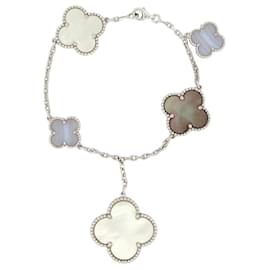 Van Cleef & Arpels-NEW VAN CLEEF AND ARPELS MAGIC ALHAMBRA 5 MOTIFS BRACELET VCARL62400 MOTHER OF PEARL-Silvery