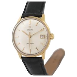 Omega-VINTAGE OMEGA SEAMASTER AUTOMATIC WATCH 34 MM IN 18K YELLOW GOLD-Golden