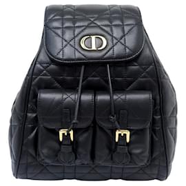 Christian Dior-NEW CHRISTIAN DIOR CARO MEDIUM BLACK LEATHER MACROCANNAGE BACKPACK-Black