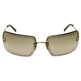 Chanel-RARE CHANEL 4105-B SUNGLASSES WITH STRASS GOLD METAL-Golden
