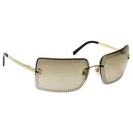 Chanel-RARE CHANEL 4105-B SUNGLASSES WITH STRASS GOLD METAL-Golden