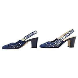 Christian Dior-CHRISTIAN DIOR SHOES PUMPS 36.5 SLINGBACK DIOR & MOI CANNAGE MESH-Blue