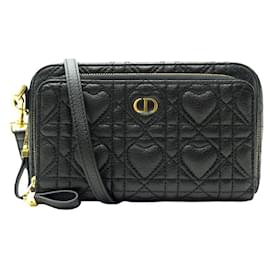 Christian Dior-NEW CHRISTIAN DIOR CARO DOUBLE HEART CANNAGE SHOULDER BAG-Black