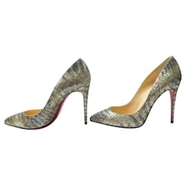 Christian Louboutin-NEUF CHAUSSURES CHRISTIAN LOUBOUTIN ESCARPINS PIGALLE FOLLIES 39 GLITTER-Argenté