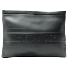 Christian Dior-NINE CLUTCH BAG CHRISTIAN DIOR STRIPES BLACK LEATHER S5544CGSB_900U CLUTCH-Black