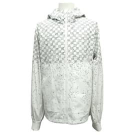 Louis Vuitton-NEUF VESTE LOUIS VUITTON 1AA533 52 L BLOUSON A CAPUCHE DAMIER COUPE VENT-Blanc