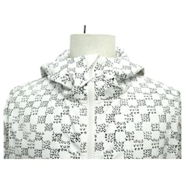 Louis Vuitton-NEUF VESTE LOUIS VUITTON 1AA533 52 L BLOUSON A CAPUCHE DAMIER COUPE VENT-Blanc