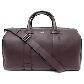 Christian Dior-NINE DIOR MEN'S TRAVEL HAND BAG 45 PRUNE GRAINED LEATHER-Prune
