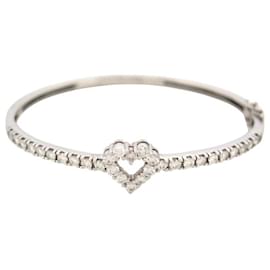 Autre Marque-HEART BANGLE SET WITH 30 DIAMONDS 1.55CT T15 18K WHITE GOLD 10GR GOLD BANGLE-Silvery