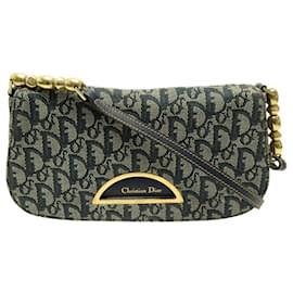 Christian Dior-CHRISTIAN DIOR MALICE MONOGRAM CANVAS DENIM CLUTCH BAG-Blue