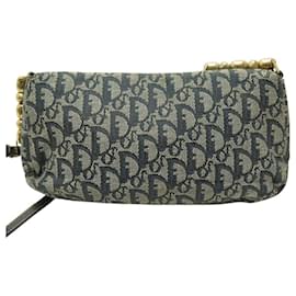 Christian Dior-CHRISTIAN DIOR MALICE MONOGRAM CANVAS DENIM CLUTCH BAG-Blue