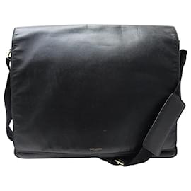 Saint Laurent-SAC SACOCHE SAINT LAURENT 326859 BLACK LEATHER MESSENGER BAG-Black