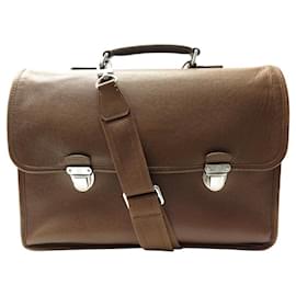 Louis Vuitton-SAC CARTABLE SACOCHE LOUIS VUITTON ANTON M32619 TAIGA LEATHER SHOULDER BAG-Brown