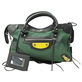 Balenciaga-BALENCIAGA CLASSIC CITY 115748 GREEN CANVAS & LEATHER LIMITED EDITION BAG-Green