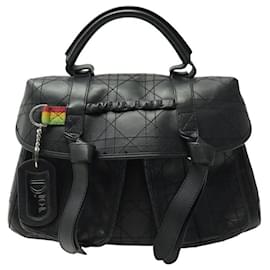 Christian Dior-CHRISTIAN DIOR RASTA HAND BAG IN BLACK CANNAGE LEATHER JOHN GALLIANO PURSE-Black