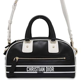 Christian Dior-Christian Dior Classic Bowling Handbag-Black,White