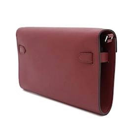 Hermès-Hermes Kelly Wallet Long To-Go in Rouge Grenat-Red