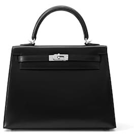 Hermès-Sac à main Hermes Kelly 25-Noir