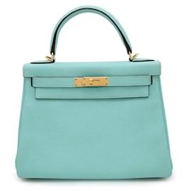 Hermès-Hermes Kelly 28 Handbag in Blue Atoll-Blue