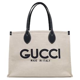 Gucci-Gucci Medium Tote Bag-Beige,Dark blue