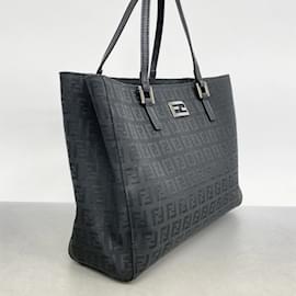 Fendi-Sac à main en toile nylon Zucchino de Fendi-Noir