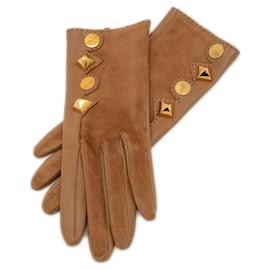 Hermès-Hermes Brown Leather Gloves-Brown