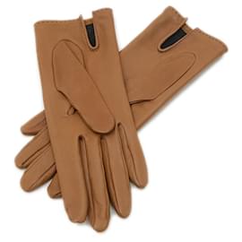 Hermès-Hermes Brown Leather Gloves-Brown