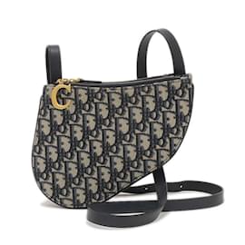 Christian Dior-Christian Dior Dior Oblique Saddle Shoulder Bag-Beige,Navy blue