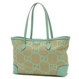 Gucci-Gucci Jumbo GG Offdia Medium Tote Bag-Beige,Green